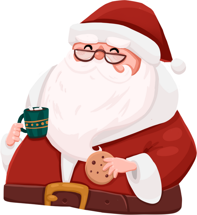 Santa Claus Having Cacao and Cookie