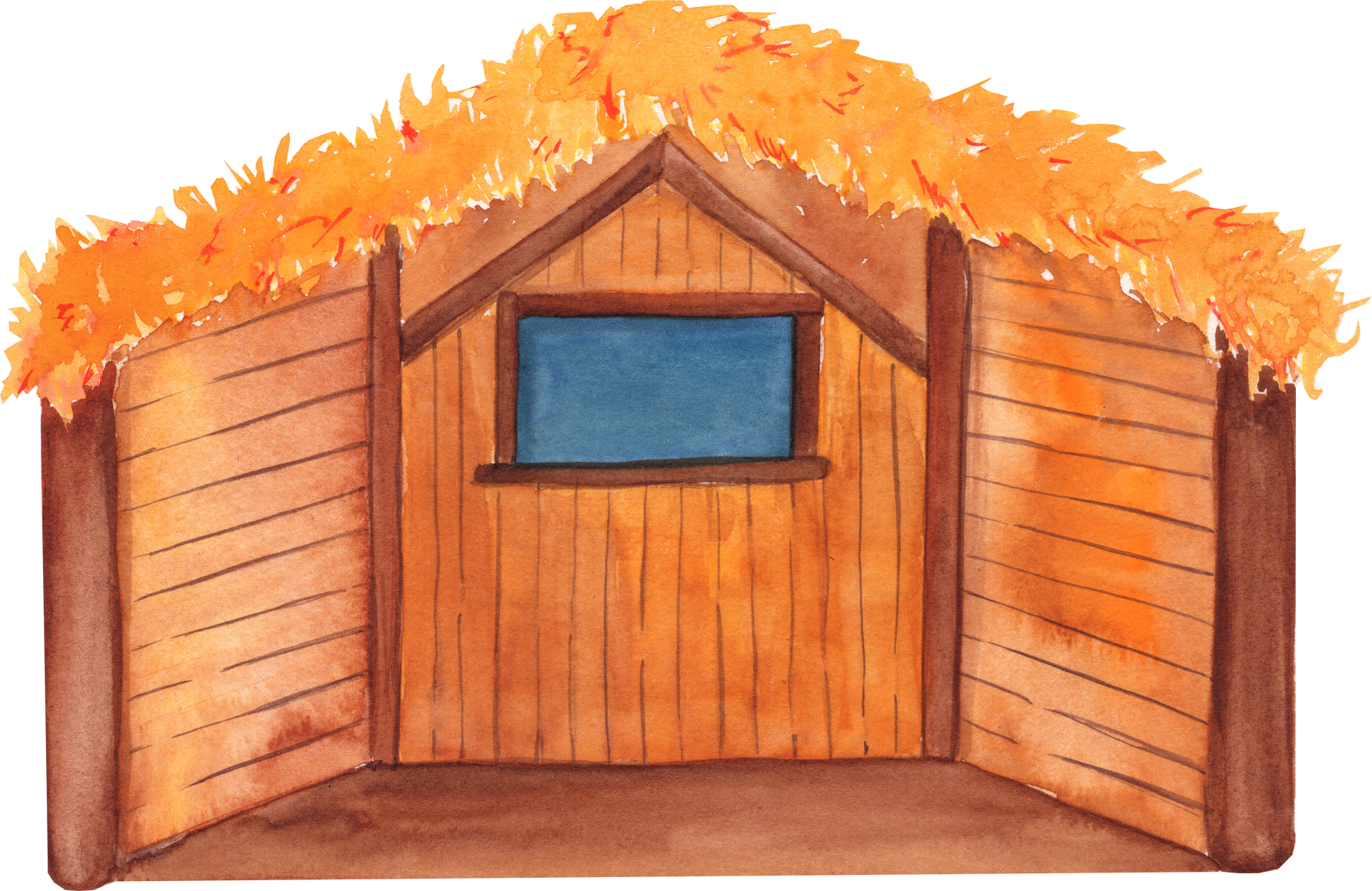 Watercolor stable, Nativity scene